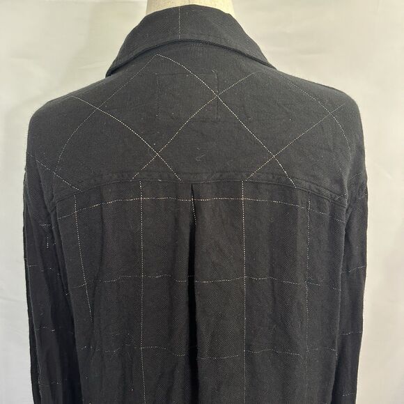 RAILS Hunter Button Up Shirt Ebony Tinsel Metallic Long Sleeves Women's L - Picture 8 of 11